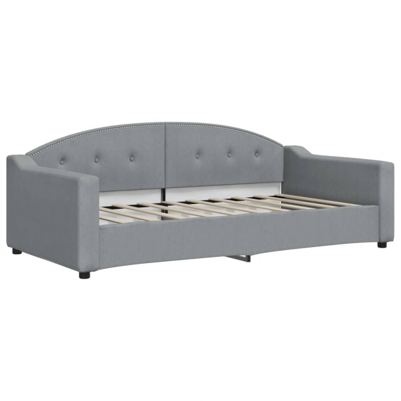 Sofa rozsuwana z szufladami, jasnoszara, 90x190 cm, tkanina