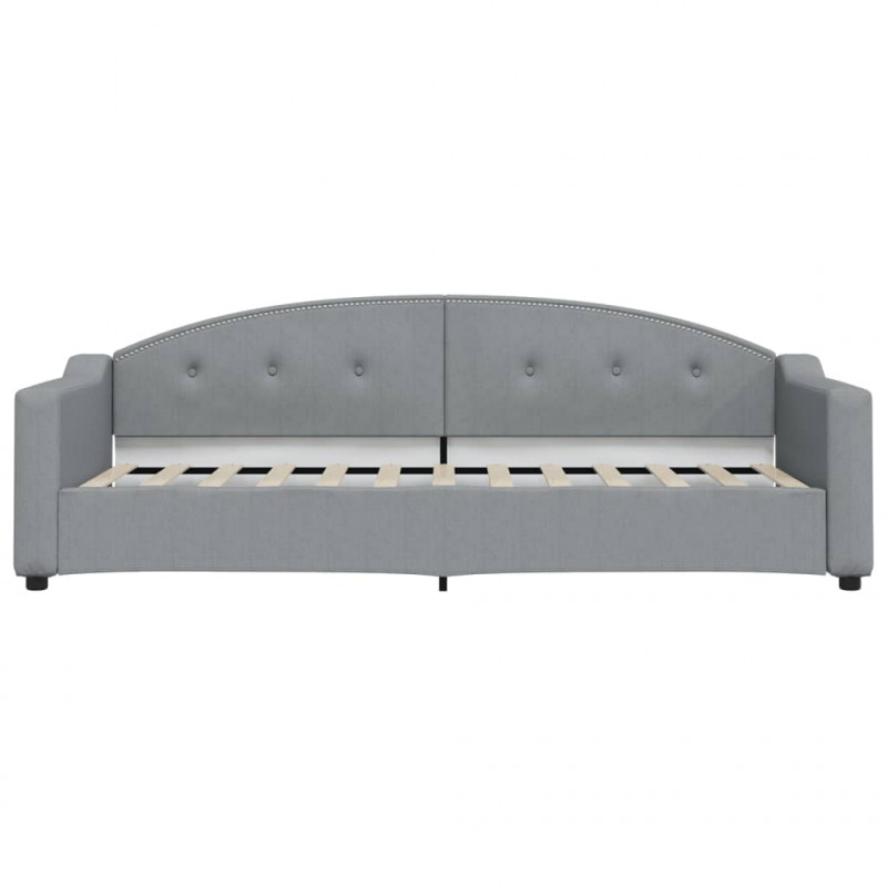 Sofa rozsuwana z szufladami, jasnoszara, 90x190 cm, tkanina
