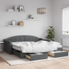 Sofa rozsuwana z szufladami, ciemnoszara, 90x190 cm, tkanina