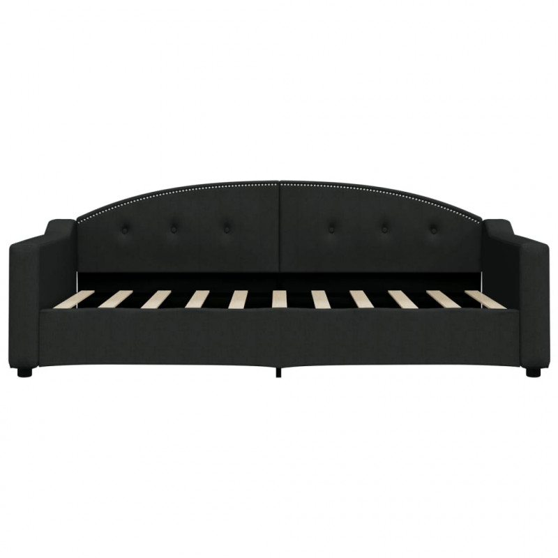 Sofa rozsuwana z szufladami, czarna, 90x190 cm, tkanina