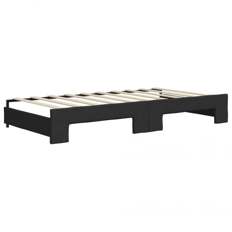 Sofa rozsuwana z szufladami, czarna, 90x190 cm, tkanina