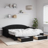 Sofa rozsuwana z szufladami, czarna, 90x190 cm, tkanina
