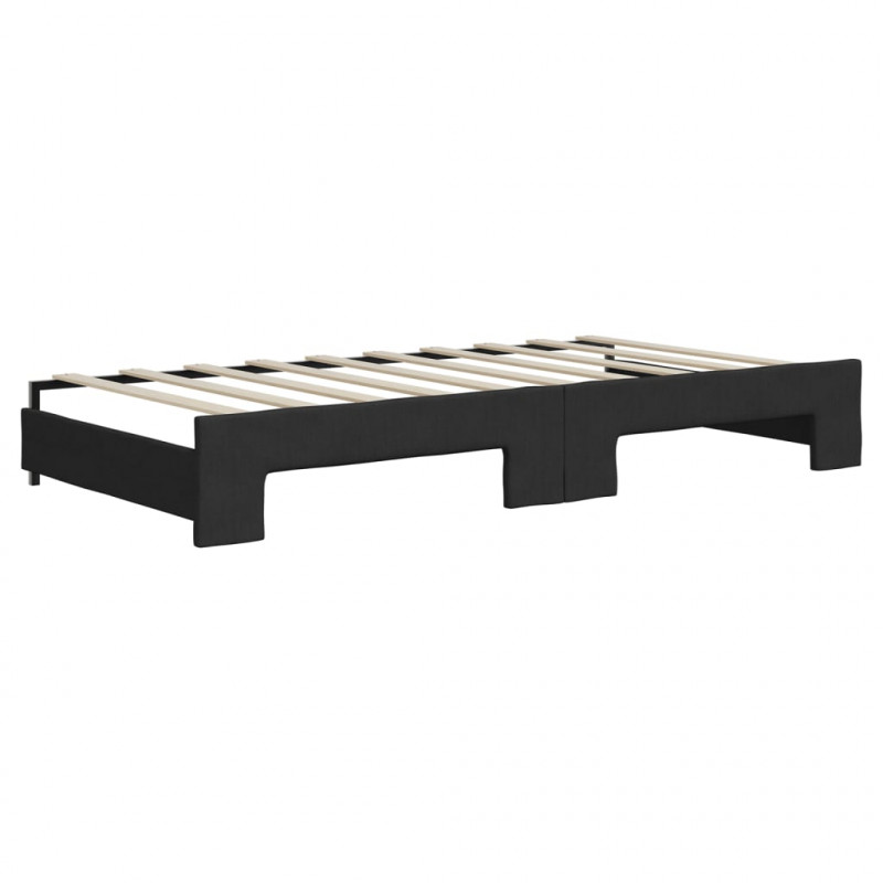Sofa rozsuwana z szufladami, czarna, 90x190 cm, tkanina