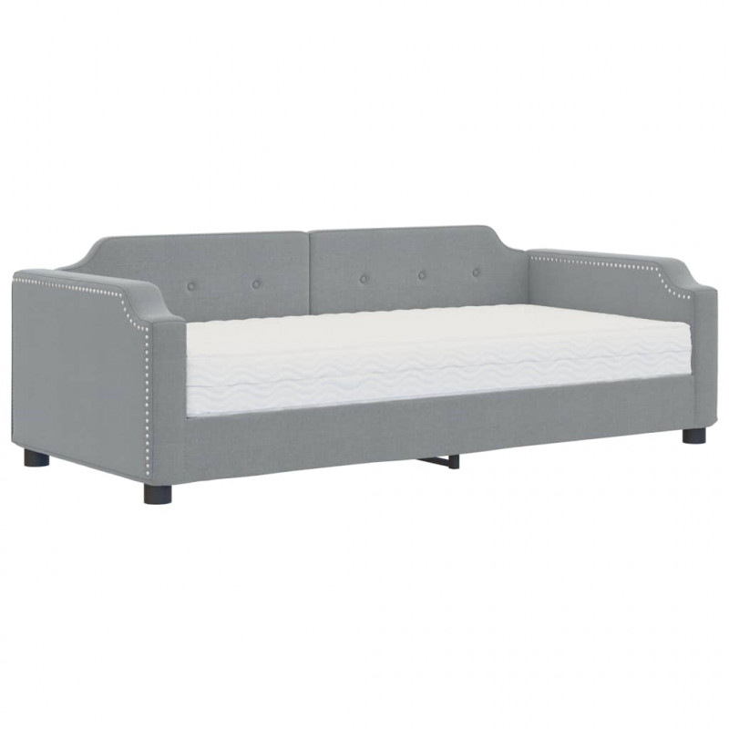 Sofa z materacem do spania, jasnoszara, 100x200 cm, tkanina