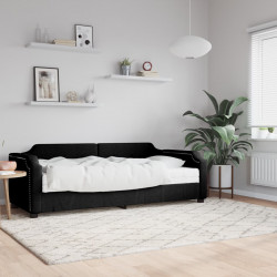 Sofa z materacem do spania, czarna, 100x200 cm, tkanina