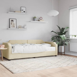 Sofa z materacem do spania, kremowa, 100x200 cm, tkanina