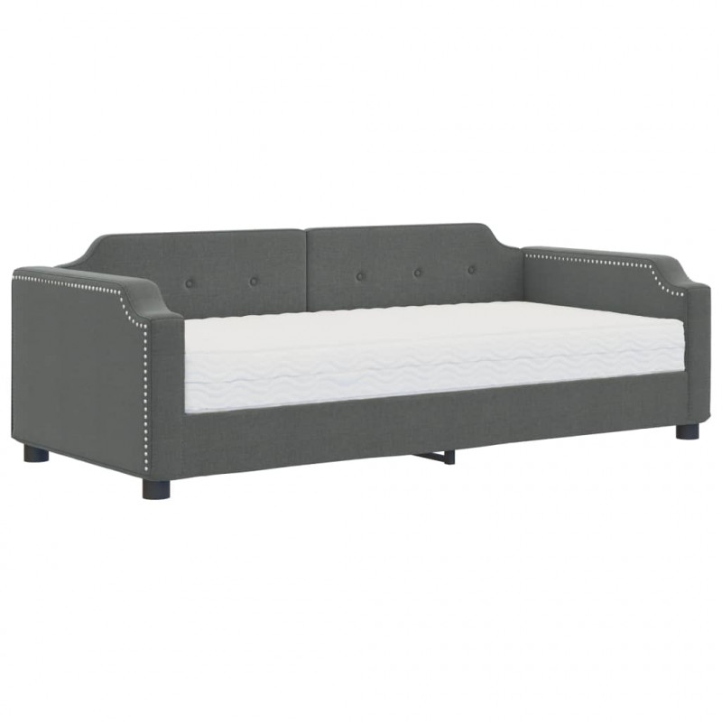 Sofa z materacem, ciemnoszara, 90x190 cm, tkanina