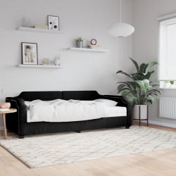 Sofa z materacem, czarna, 90x190 cm, tkanina