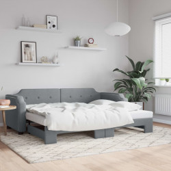 Sofa rozsuwana, jasnoszara, 100x200 cm, tkanina