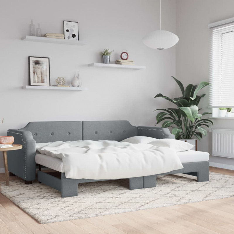 Sofa rozsuwana, jasnoszara, 100x200 cm, tkanina