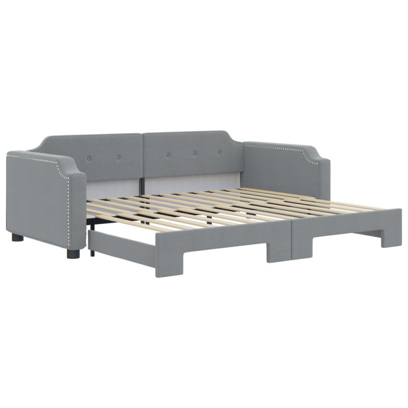 Sofa rozsuwana, jasnoszara, 100x200 cm, tkanina