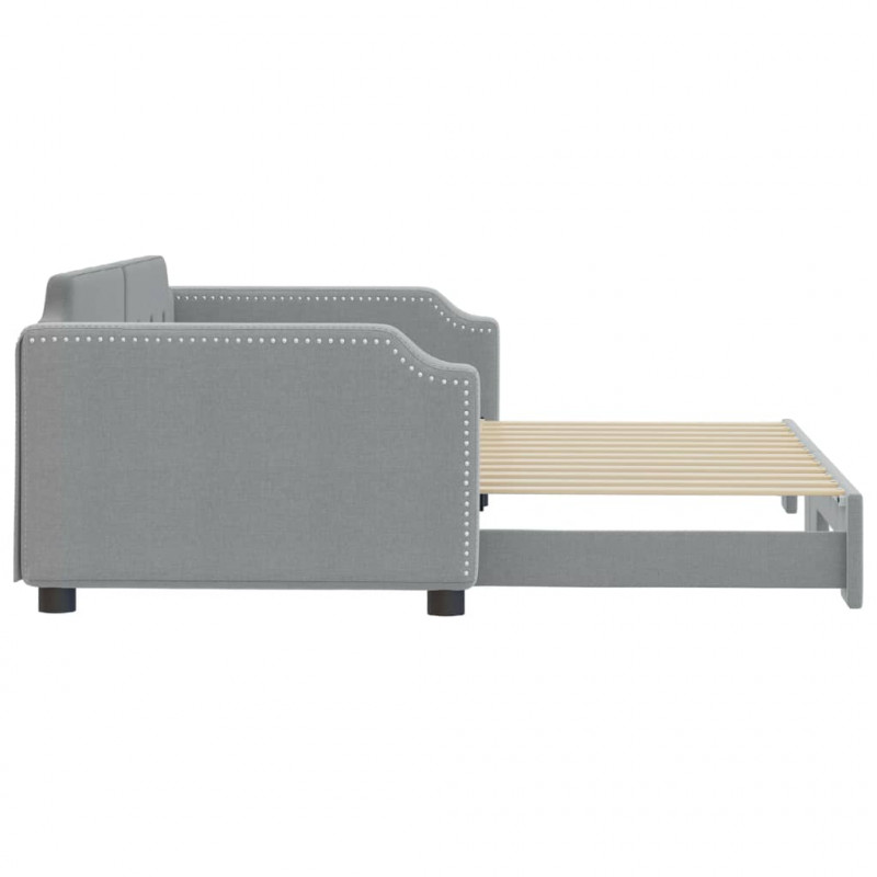 Sofa rozsuwana, jasnoszara, 100x200 cm, tkanina