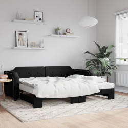 Sofa rozsuwana, czarna, 100x200 cm, tkanina