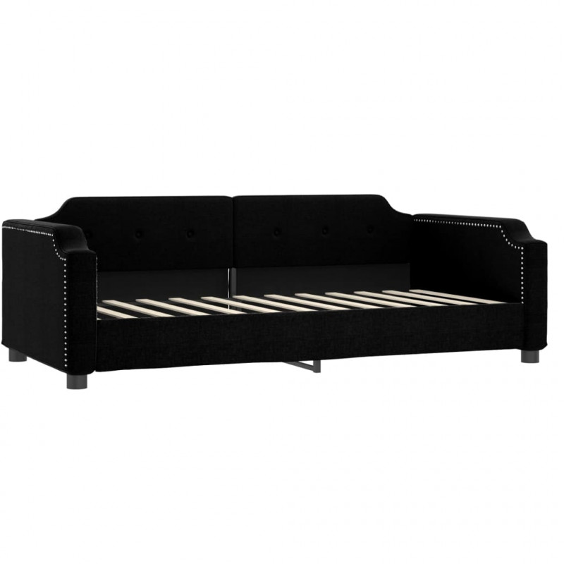 Sofa rozsuwana, czarna, 100x200 cm, tkanina