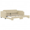 Leżanka rozsuwana, kremowa, 100x200 cm, tkanina