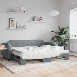Sofa rozsuwana, jasnoszara, 90x190 cm, tkanina
