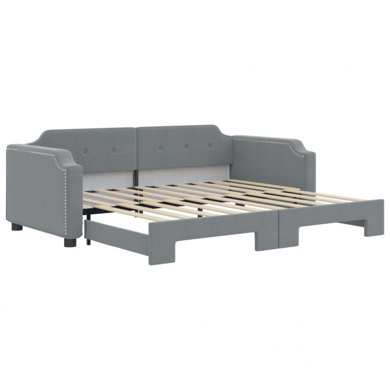Sofa rozsuwana, jasnoszara, 90x190 cm, tkanina