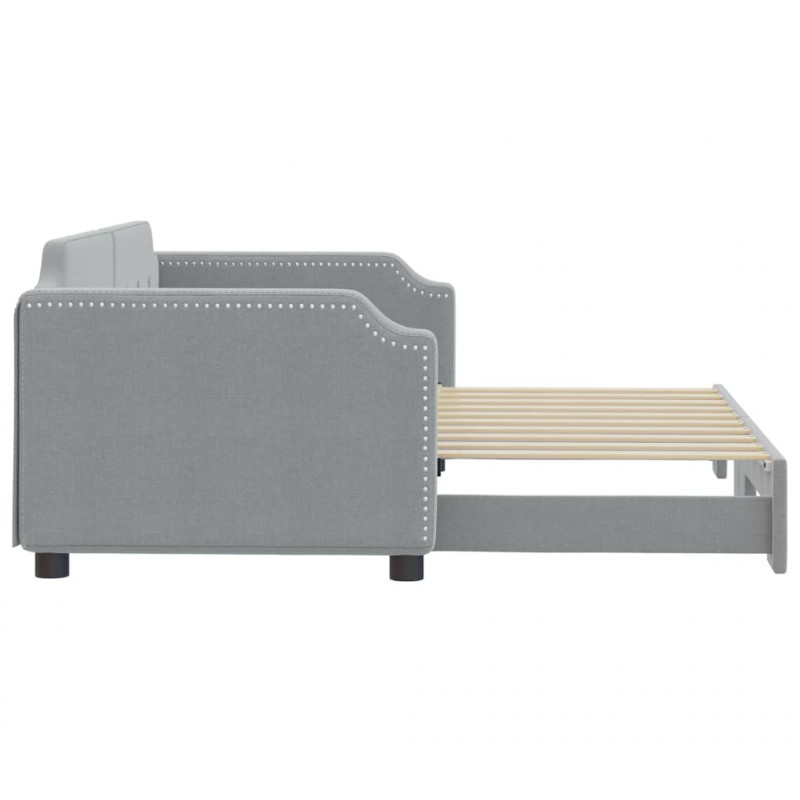 Sofa rozsuwana, jasnoszara, 90x190 cm, tkanina