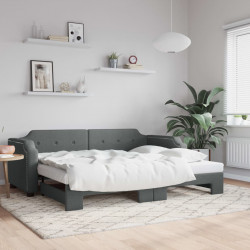 Sofa rozsuwana, ciemnoszara, 90x190 cm, tkanina