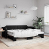 Sofa rozsuwana, czarna, 90x190 cm, tkanina