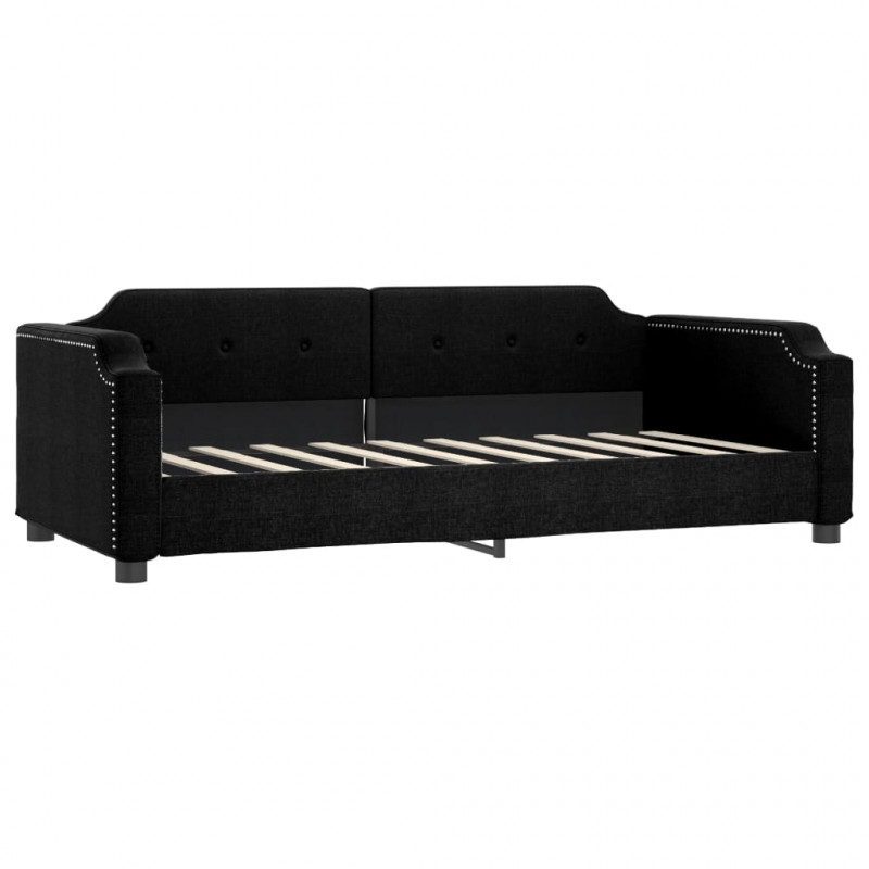 Sofa rozsuwana, czarna, 90x190 cm, tkanina