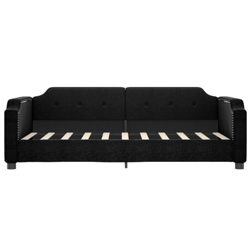 Sofa rozsuwana, czarna, 90x190 cm, tkanina