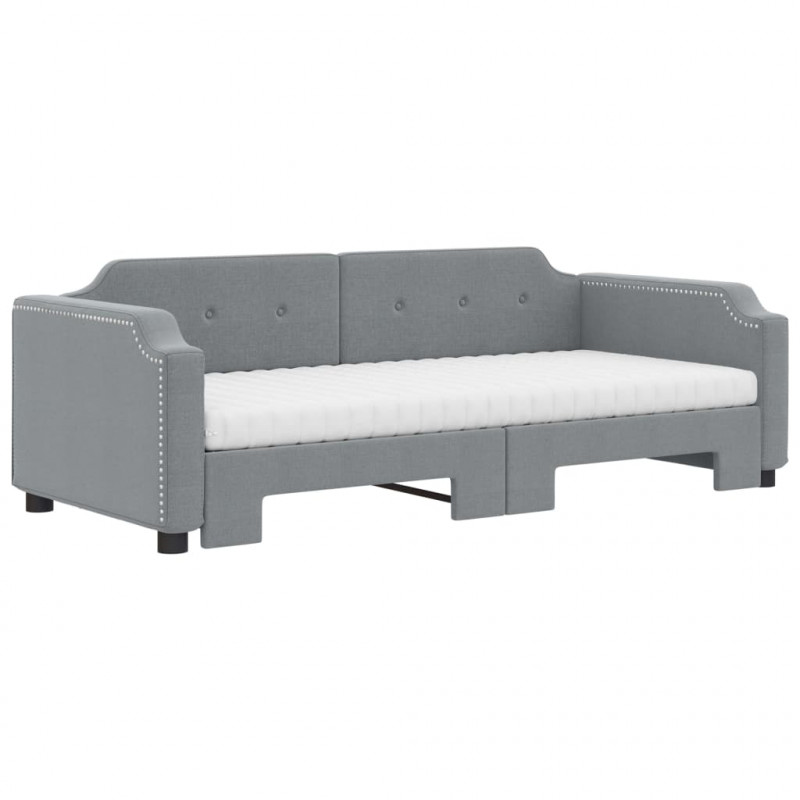 Sofa rozsuwana z materacami, jasnoszara, 90x190 cm, tkanina