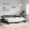 Sofa rozsuwana z materacami, ciemnoszara, 90x190 cm, tkanina