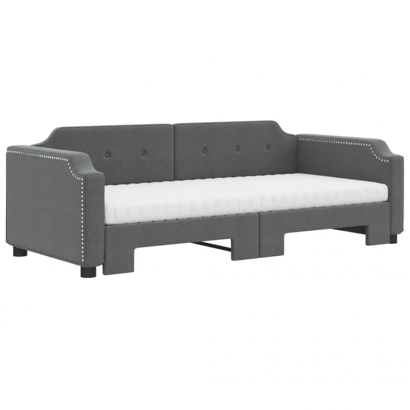 Sofa rozsuwana z materacami, ciemnoszara, 90x190 cm, tkanina