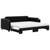 Sofa rozsuwana z materacami, czarna, 90x190 cm, tkanina