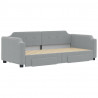 Sofa rozsuwana z szufladami, jasnoszara, 100x200 cm, tkanina