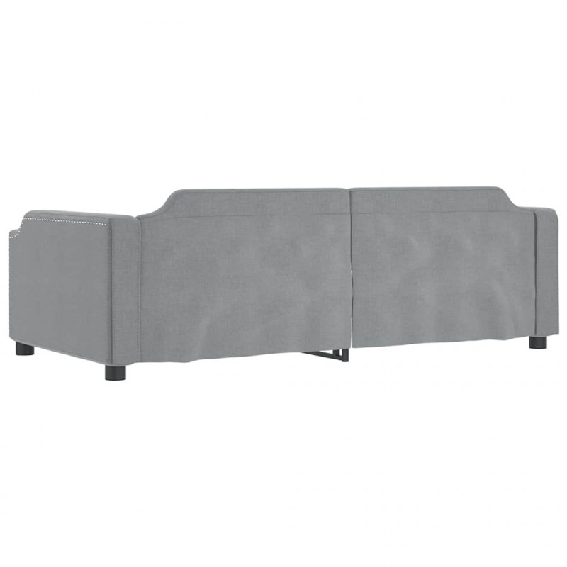 Sofa rozsuwana z szufladami, jasnoszara, 100x200 cm, tkanina