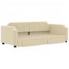 Sofa rozsuwana z szufladami, kremowa, 100x200 cm, tkanina