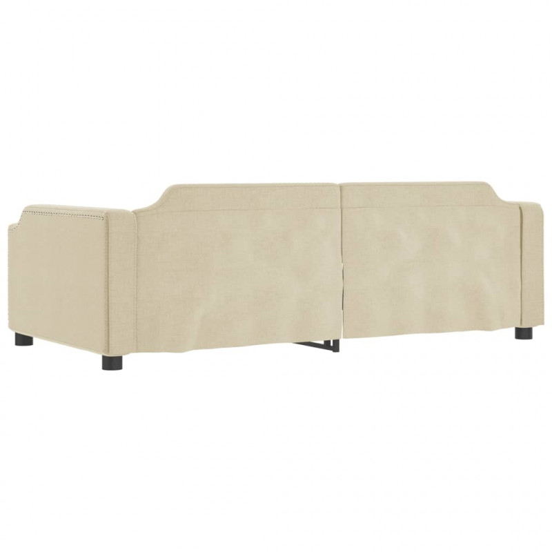 Sofa rozsuwana z szufladami, kremowa, 100x200 cm, tkanina