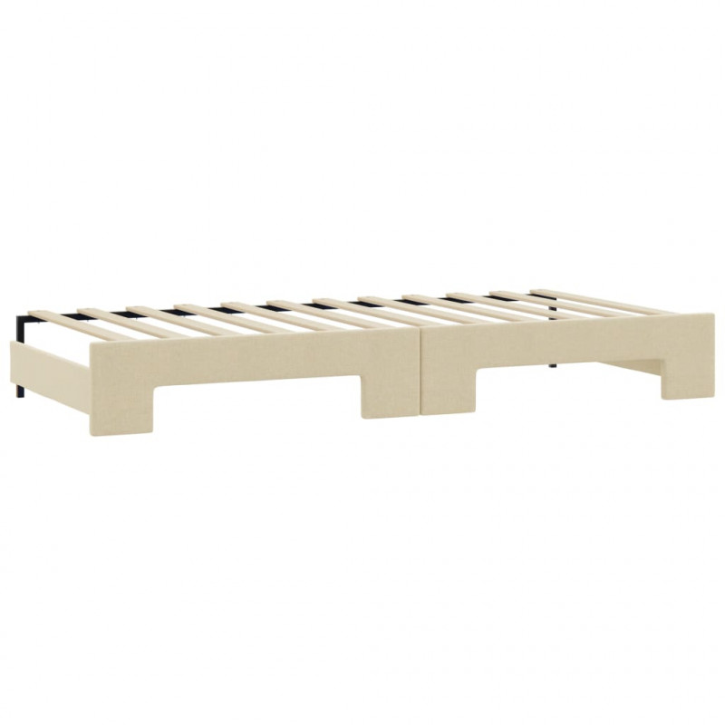 Sofa rozsuwana z szufladami, kremowa, 100x200 cm, tkanina