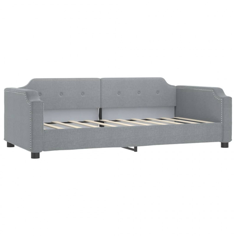 Sofa rozsuwana z szufladami, jasnoszara, 90x190 cm, tkanina