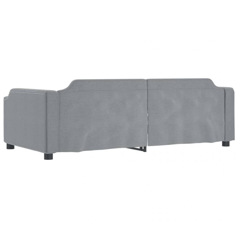 Sofa rozsuwana z szufladami, jasnoszara, 90x190 cm, tkanina