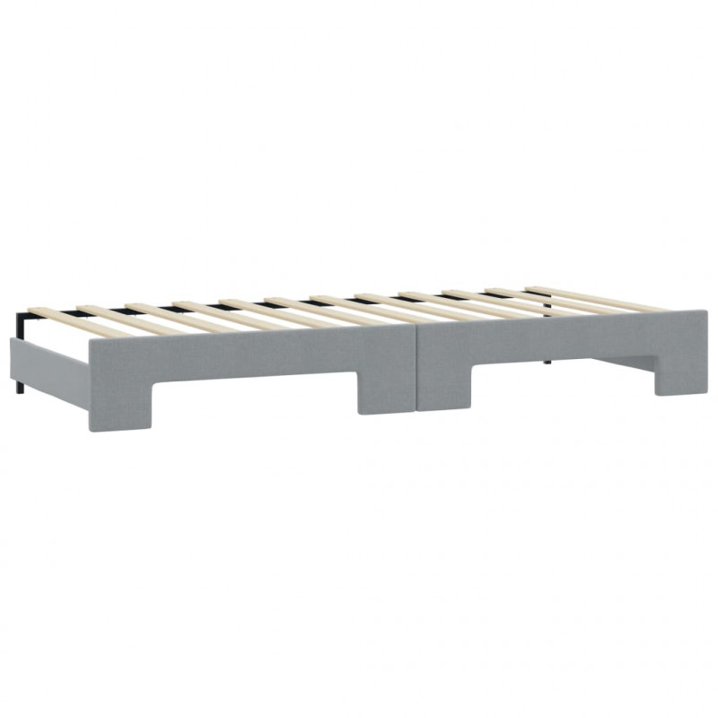 Sofa rozsuwana z szufladami, jasnoszara, 90x190 cm, tkanina