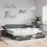 Sofa rozsuwana z szufladami, ciemnoszara, 90x190 cm, tkanina