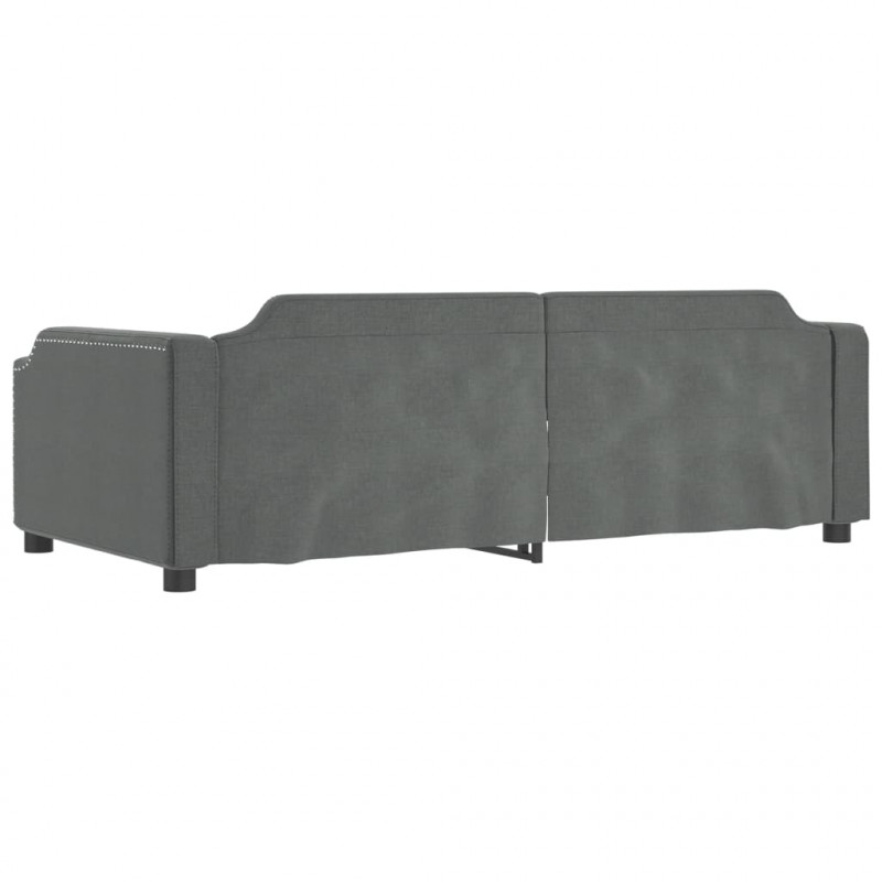 Sofa rozsuwana z szufladami, ciemnoszara, 90x190 cm, tkanina