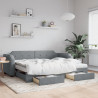 Sofa rozsuwana z szufladami, jasnoszara, 100x200 cm, tkanina