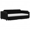 Sofa rozsuwana z szufladami, czarna, 100x200 cm, tkanina