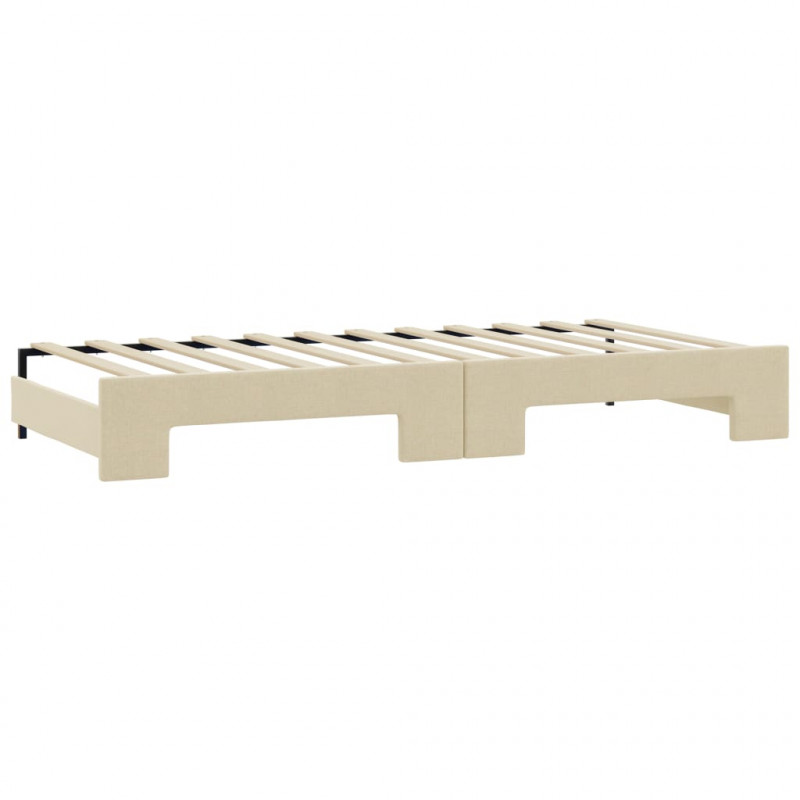 Sofa rozsuwana z szufladami, kremowa, 100x200 cm, tkanina
