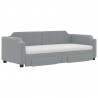 Sofa rozsuwana z szufladami, jasnoszara, 90x190 cm, tkanina
