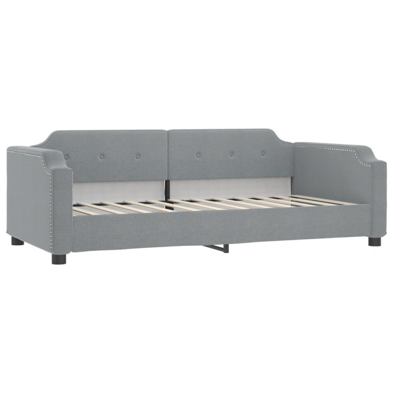 Sofa rozsuwana z szufladami, jasnoszara, 90x190 cm, tkanina