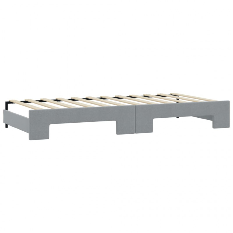 Sofa rozsuwana z szufladami, jasnoszara, 90x190 cm, tkanina