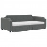 Sofa rozsuwana z szufladami, ciemnoszara, 90x190 cm, tkanina