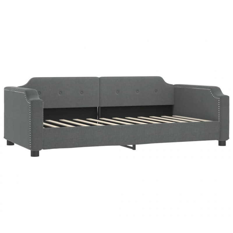 Sofa rozsuwana z szufladami, ciemnoszara, 90x190 cm, tkanina