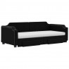 Sofa rozsuwana z szufladami, czarna, 90x190 cm, tkanina
