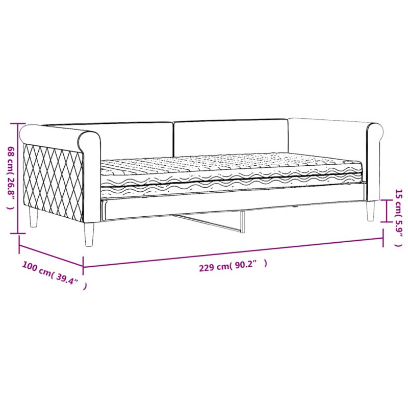 Sofa z materacem do spania, niebieska, 90x200 cm, aksamit